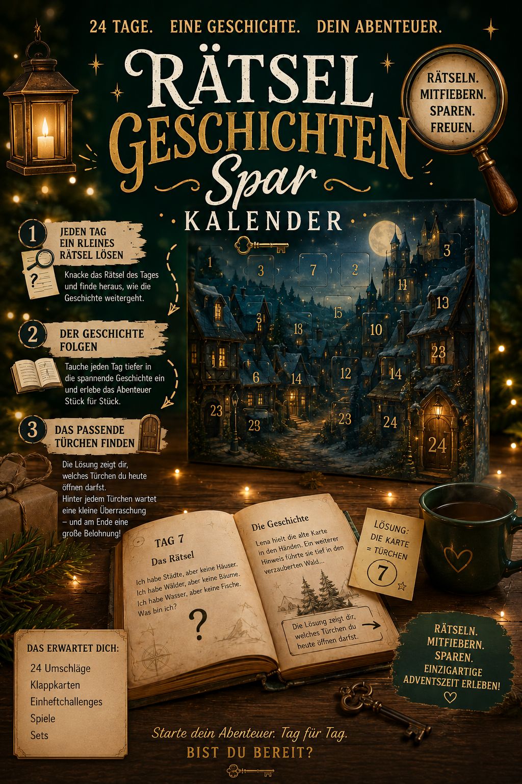 Adventskalender A6 - Rätselgeschichten Spar-Kalender