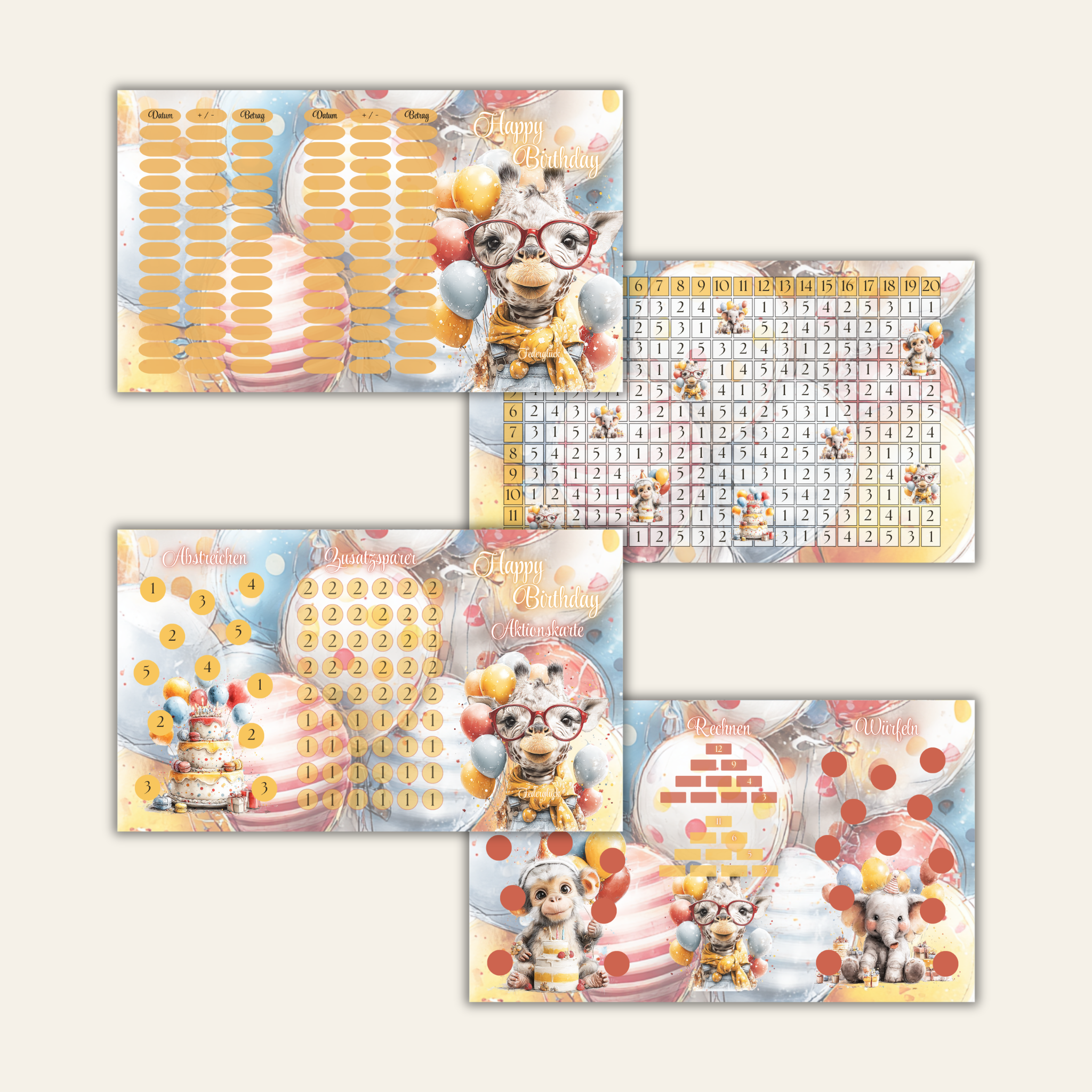 Sparchallenge Happy birthday Bingo A6 *matt foliert* Challengeset