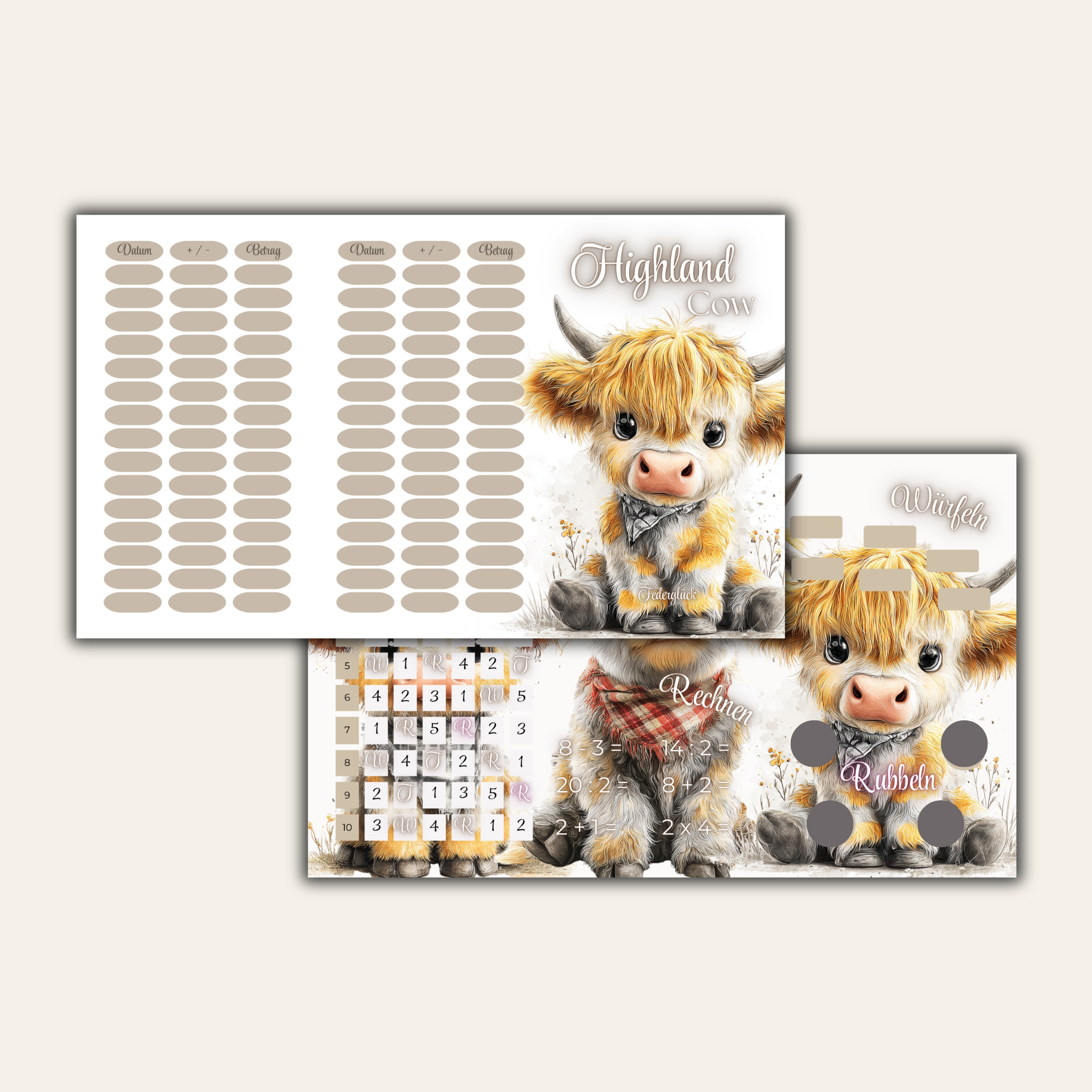 Sparchallenge Highland Cow A6 *matt foliert* 3er Klappkarte