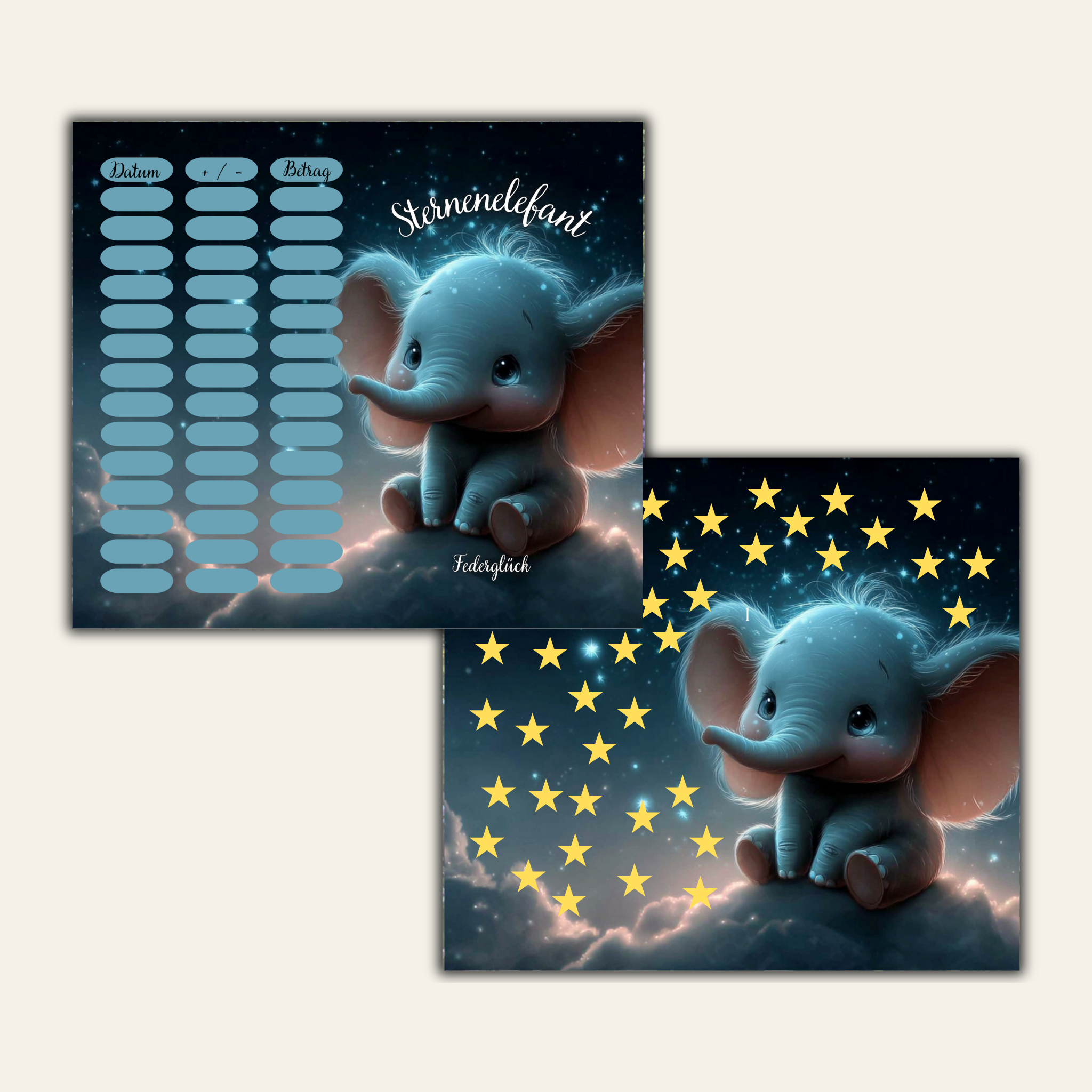 Sparchallenge Sternenelefant A6 *matt foliert* 2er Klappkarte